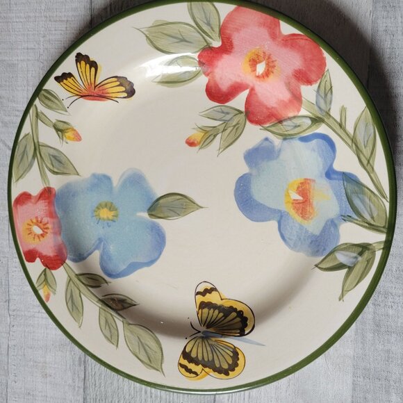 Pfaltzgraff Butterfly Botanical Dinner Plates Set Of 2 Floral & Butterfly Design - Picture 2 of 4